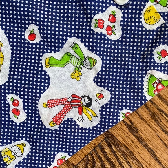 Blue with white polka dots, vintage Sears back to school dress, size 5. - Picture 7 of 16